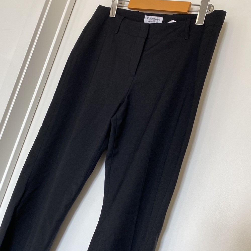 Vintage Yves Saint Laurent Pants Women US 6-8 Med Black Wool Italy 90s Uniform - Picture 6 of 14